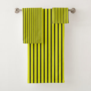 🟨 Yellow Vertical Stripe Bathroom Set 🟨