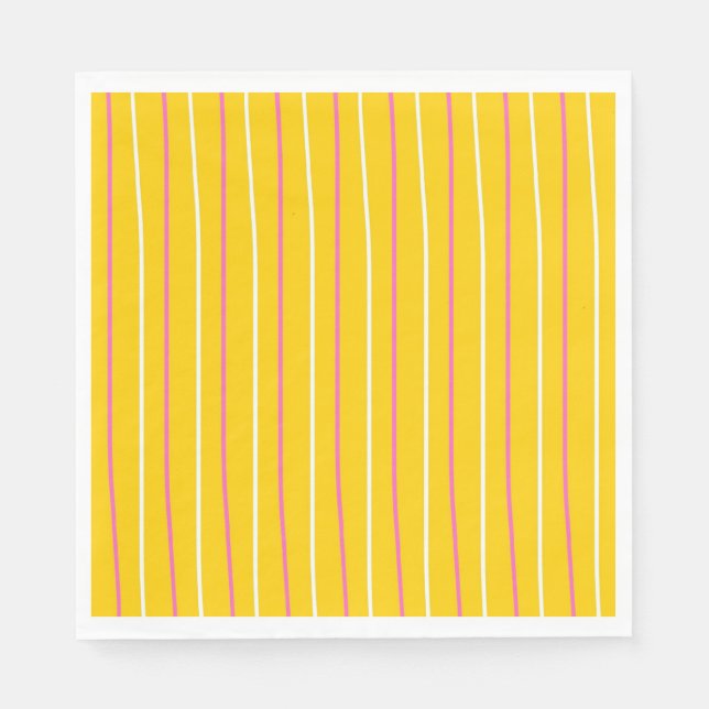 Yellow Vertical Stripe Pattern Napkins (Front)