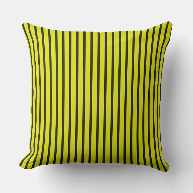 🟨 Yellow Vertical Stripes Modern Home 🟨 Throw Pillow (Front)