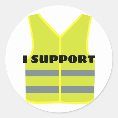 Yellow vest support design classic round sticker