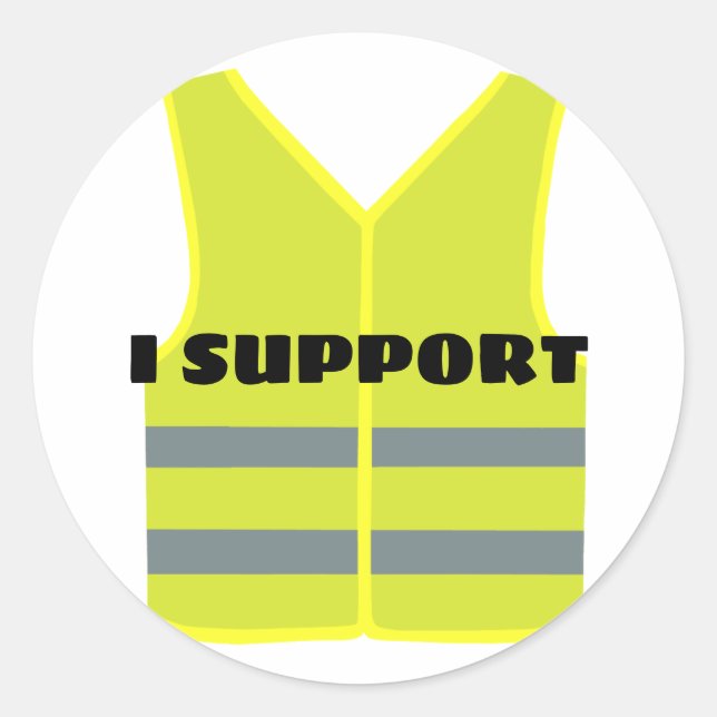 Yellow vest support design classic round sticker (Front)