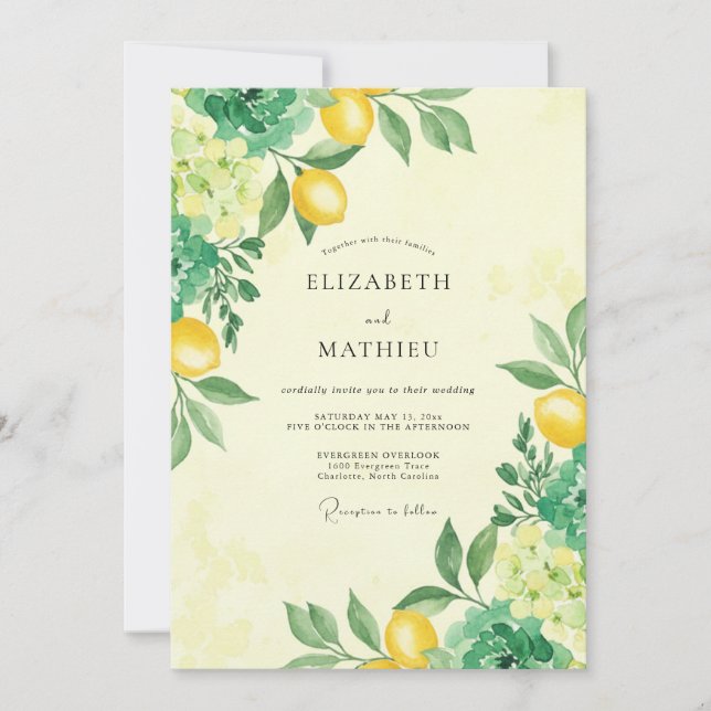 Yellow Vibrant Amalfi Wedding Invitation (Front)