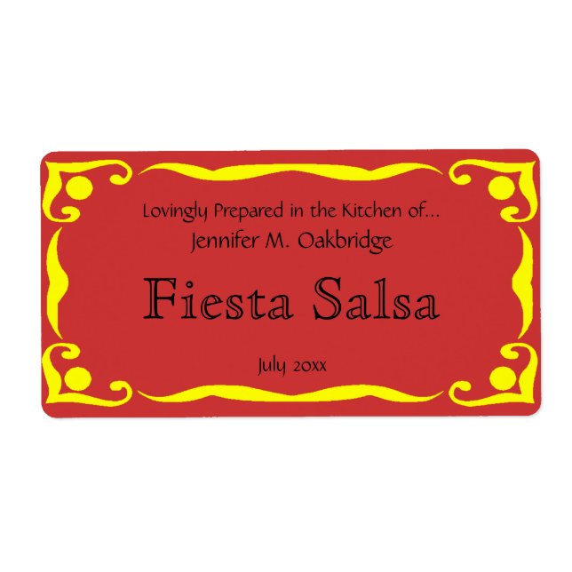 Yellow Victorian Style Frame with Cayenne Red Back Label (Front)