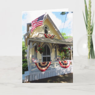 Yellow Victorian with Bunting - Martha's Vineyard Card