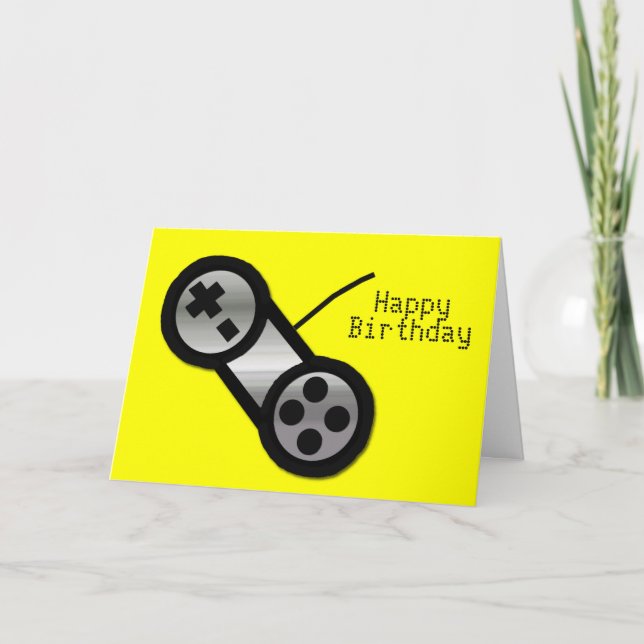Yellow Vidoe Gaming Birthday Card (Front)