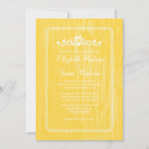 Yellow Vintage Barn Wood Wedding Invitations