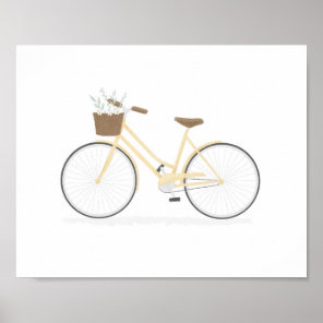Yellow Vintage Bike With Basket Poster
