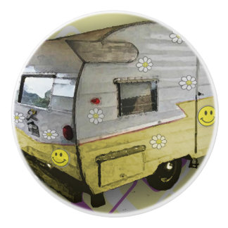 Yellow Vintage Camper Trailer knob