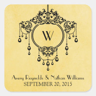 Yellow Vintage Chandelier Wedding Stickers