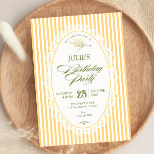 Yellow vintage choquette birthday invitation