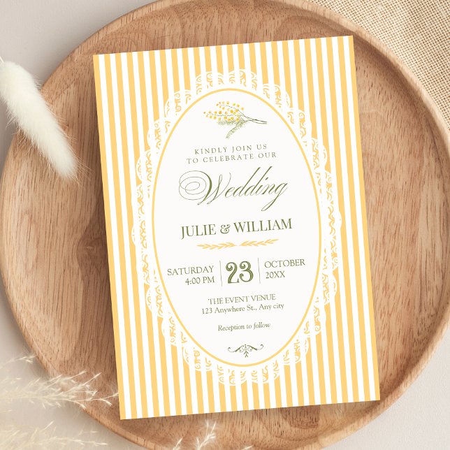 Yellow vintage choquette wedding invitation (Creator Uploaded)