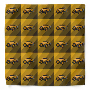 Yellow Vintage Convertible Car, Bandana