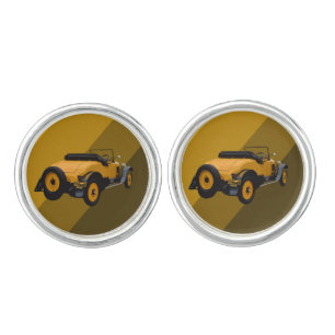 Yellow Vintage Convertible Car, Cufflinks