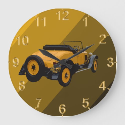 Yellow Vintage Convertible Car Lge Wall Clock