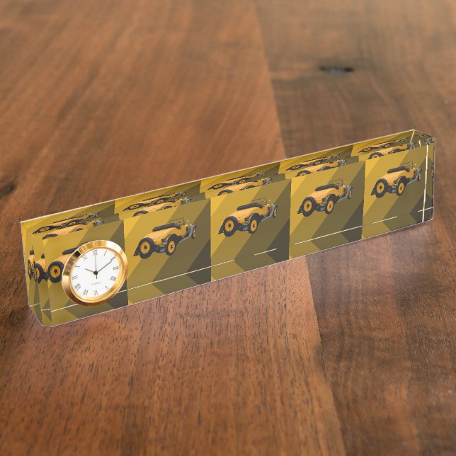 Yellow Vintage Convertible Car, Nameplate (Side)