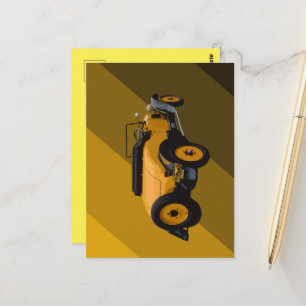 Yellow Vintage Convertible Car, Postcard