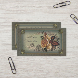 Yellow Vintage English Rose Business Card