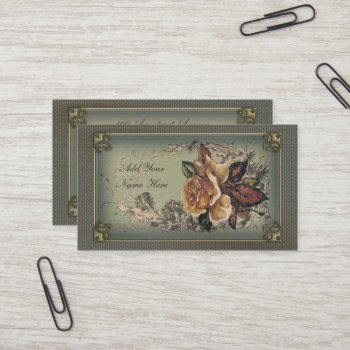 Yellow Vintage English Rose Business Card by Specialeetees at Zazzle