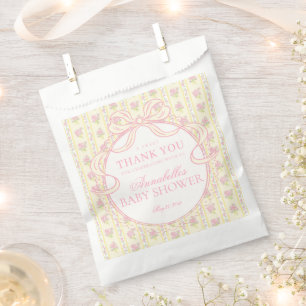 Yellow Vintage Fancy Floral Baby Shower Dessert Favor Bag