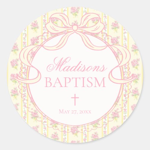 Yellow Vintage Fancy Floral Baptism Envelope Seal