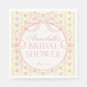 Yellow Vintage Fancy Floral Bridal Shower Dessert Napkins