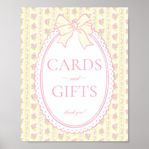 Yellow Vintage Fancy Floral Card & Gifts Sign
