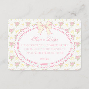 Yellow Vintage Fancy Floral Share Recipe Enclosure Card
