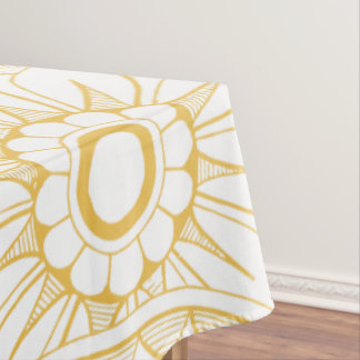 Yellow Vintage Floral Medallion Pattern Tablecloth