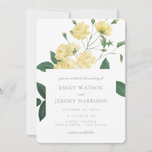 Yellow Vintage Flower Blossoms Wedding Invitation