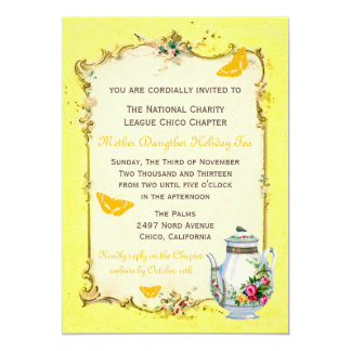Yellow Vintage French Holiday Tea Party Card