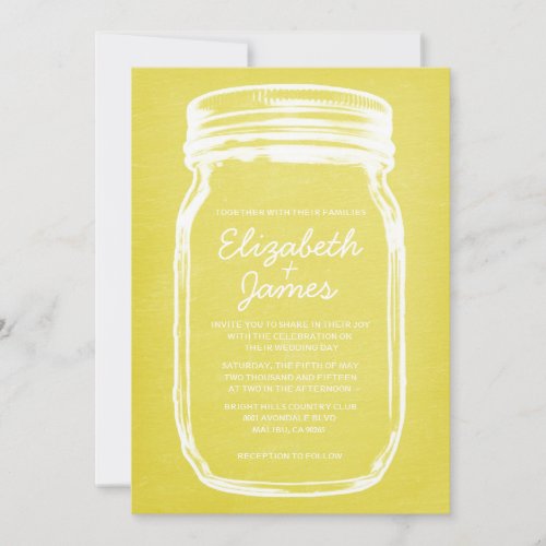 Yellow Vintage Mason Jar Wedding Invitations