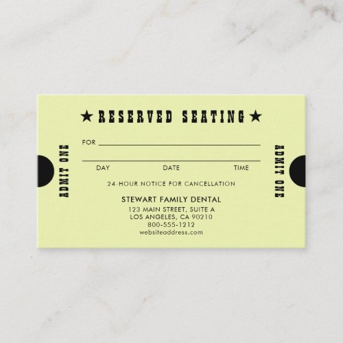 Yellow Vintage Reserved Seating Dental Appointment