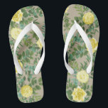 Yellow Vintage Rose Elegant Wedding Flip Flops<br><div class="desc">Light Yellow Roses on a tan khaki background make for a beautiful vintage floral for your wedding day!  An elegant look for a spring wedding or summer garden event!</div>