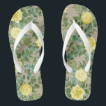 Yellow Vintage Rose Elegant Wedding Flip Flops<br><div class="desc">Light Yellow Roses on a tan khaki background make for a beautiful vintage floral for your wedding day!  An elegant look for a spring wedding or summer garden event!</div>