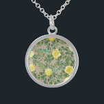 Yellow Vintage Rose Elegant Wedding Sterling Silver Necklace<br><div class="desc">Light Yellow Roses on a tan khaki background make for a beautiful vintage floral for your wedding day!  An elegant look for a spring wedding or summer garden event!</div>