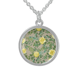 Yellow Vintage Rose Elegant Wedding Sterling Silver Necklace