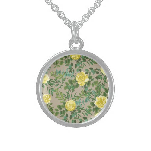 Yellow Vintage Rose Elegant Wedding Sterling Silver Necklace