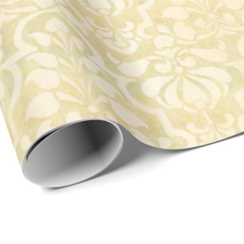 Yellow Vintage Victorian Damask Seamless Pattern  Wrapping Paper