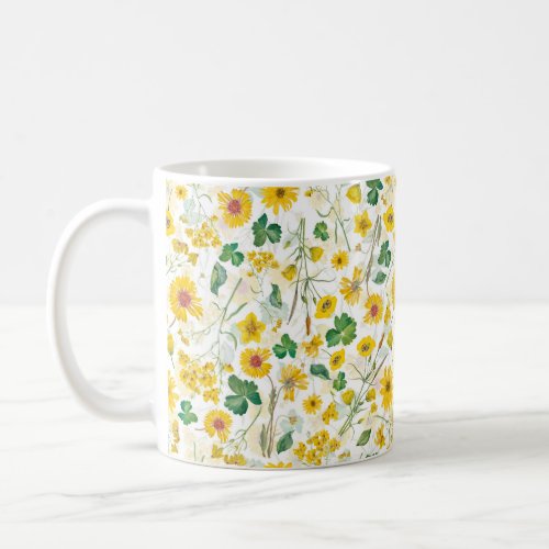 Yellow Vintage WIldflower Meadow Coffee Mug