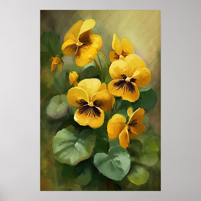 Yellow Violas Flower Art Print Poster (Front)