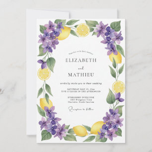 Yellow Violet Radiant Citrus Wedding Invitation