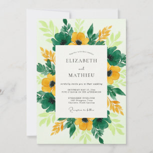 Yellow Vivid Botanical Spring Wedding Invitation