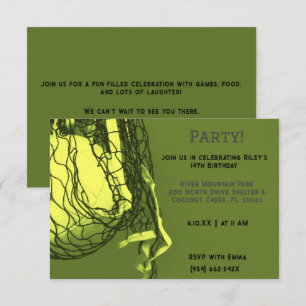 Yellow Volleyball Birthday  Invitation