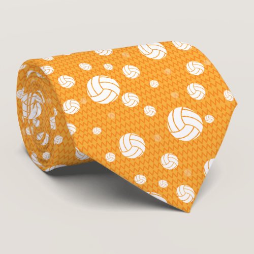 Yellow Volleyball Chevron Patterned Neck Tie
