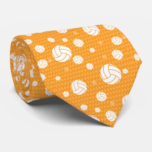 Yellow Volleyball Chevron Patterned Neck Tie