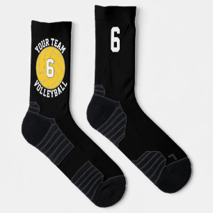 Yellow Volleyball Custom Team Name & Player Number Socks