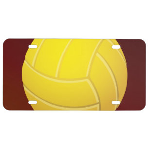 Yellow Volleyball Earthy Red Background License Plate
