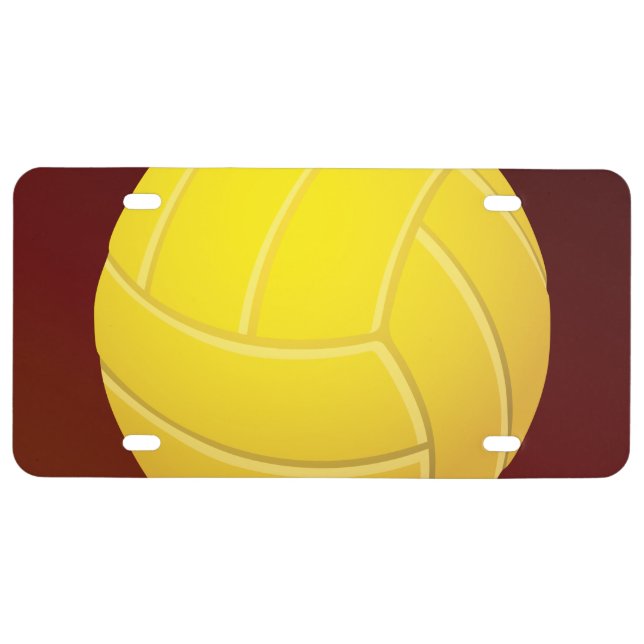 Yellow Volleyball Earthy Red Background License Plate (Front)