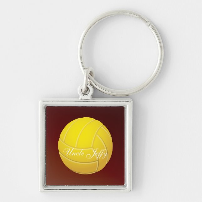 Yellow Volleyball Monogram Name Keychain (Front)