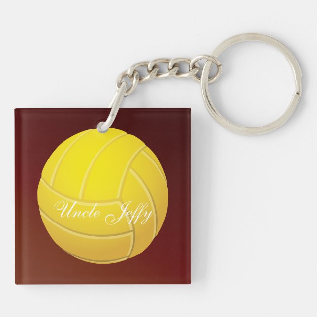 Yellow Volleyball Monogram Name Keychain (Back)